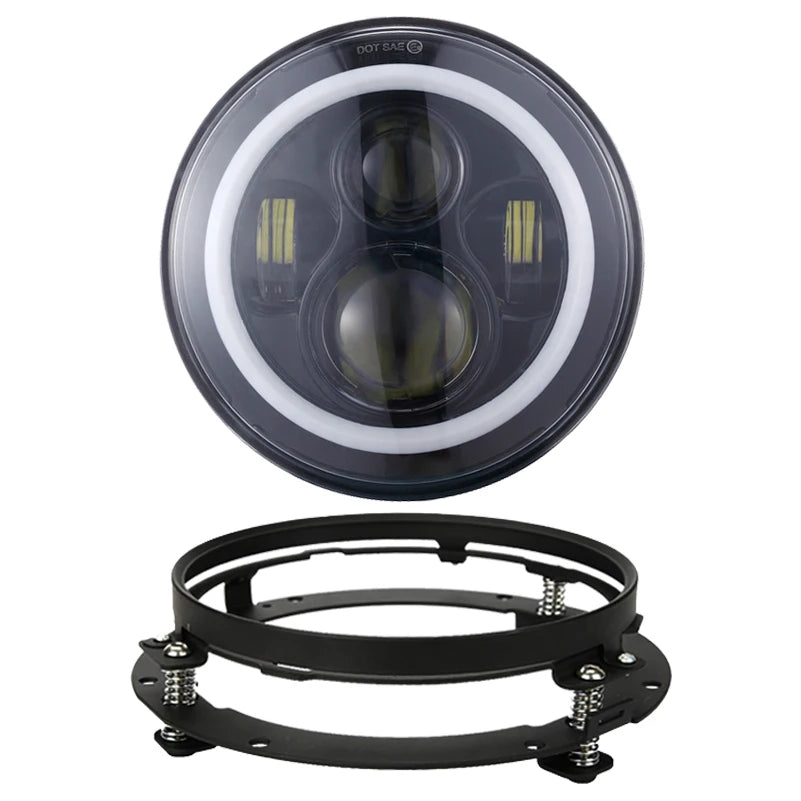 Motorcycle 7 inch Moto LED Headlight with 4-1/2" 4.5inch LED Auxiliary Fog Passing Light Lamp for Harley Touring Electra Glide