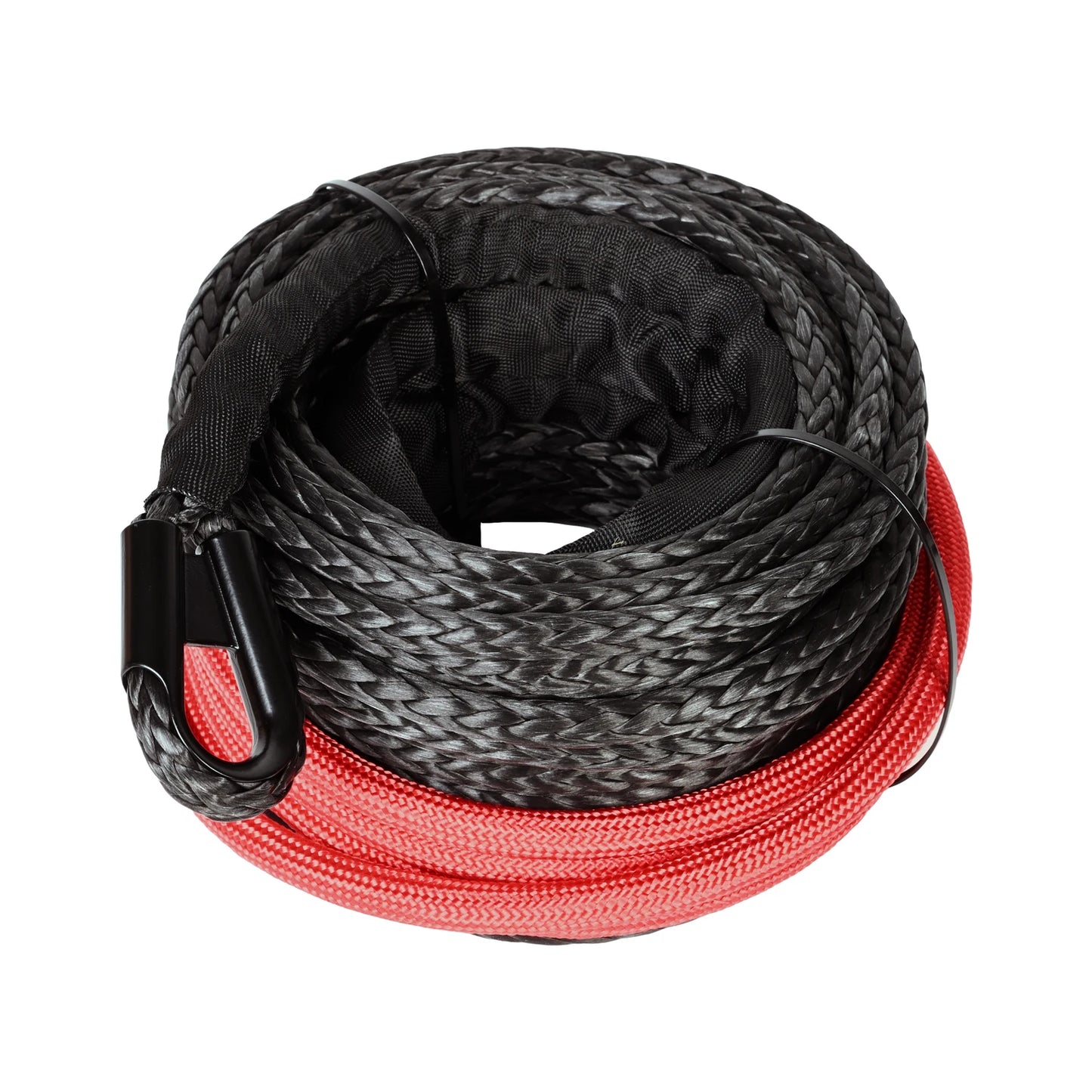 boshili 10mm x 26m 22000LBs Synthetic Winch rope Cable Rope with Black Protecing Sleeve for ATV UTV SUV (black)