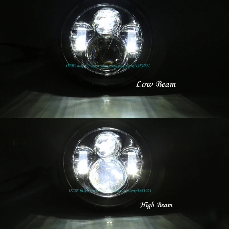 Motorcycle 7 inch Moto LED Headlight with 4-1/2" 4.5inch LED Auxiliary Fog Passing Light Lamp for Harley Touring Electra Glide